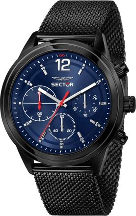 Sector Chronograaf Blauw Wijzerplaat Mesh Armband Horloge - Heren - Horloges - Zwart - ONE Size - Accessoires