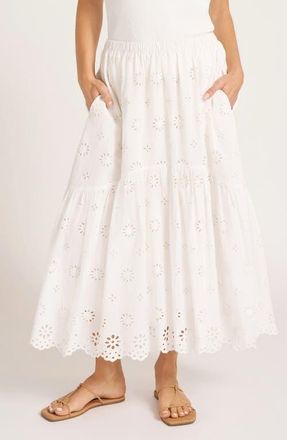 Matty M Shayla Eyelet Lace Cotton Skirt in Vellum at Nordstrom, Size X-Small