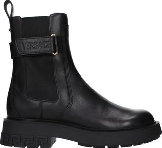 Versace Black Leather Ankle Mens Boots