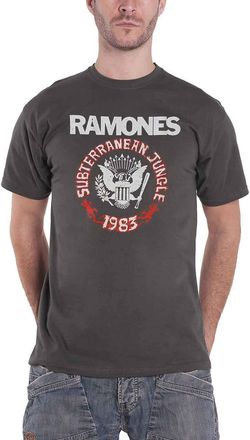 Ramones T Shirt Subterraneun Jungle Band Logo Official Mens Charcoal Grey XL