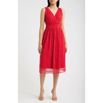 Loveappella Cross Mesh Midi Dress in Red at Nordstrom, Size X-Small