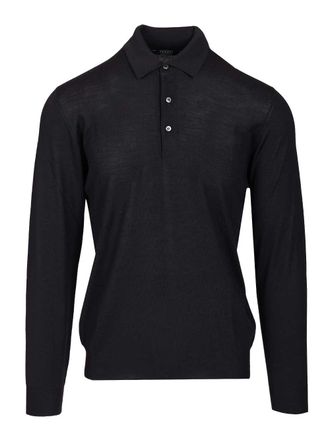 Fedeli Virgin Wool Polo Shirt Knitwear Blu-Uomo