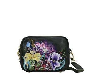 Anuschka Twin Top Messenger 704 Womens Bags Vintage Floral, Leather
