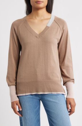 Hatley Cary V-Neck Sweater in Taupe at Nordstrom, Size X-Small