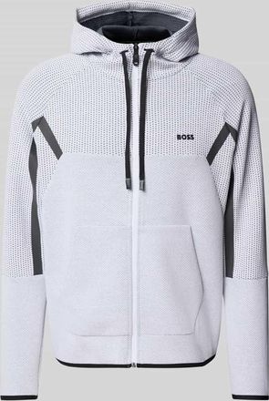 HUGO BOSS Regular Fit Sweatjacke mit Baumwolle in Weiss, Größe XXXL