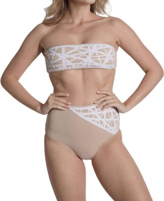 Sauipe Swimwear Lillian High Waisted Bikini Bottom In Camel