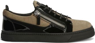 Giuseppe Zanotti Frankie double-zip low-top sneakers - men - Fabric/Fabric/Patent Leather/Rubber - 47 - Neutrals