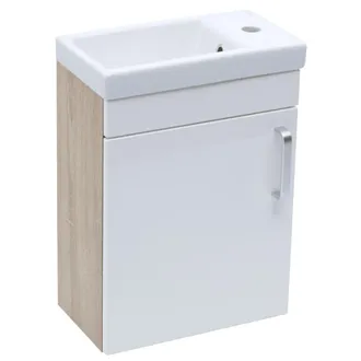 Puma Naturel Vario Dekor Set Mueble Alto 40x50cm, Roble/blanco + Lavabo De Cer&aacute;mica (vario240dbbl)