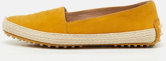 Tod's Tods Mustard Yellow Nubuck Leather Skate Espadrille Flats