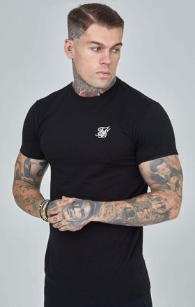 Siksilk T-Shirt SIKSILK Siksilk T-Shirts Essentials T-Shirt, Herren, Gr. XXL, schwarz, Obermaterial: 95% Baumwolle CO. 5% Elasthan EL., Shirts T-Shirt