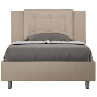 Itamoby Itamoby - Letto una piazza e mezza contenitore imbottito 120x200 similpelle tortora Annalisa