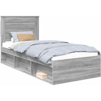 vidaXL Estructura De Cama Con Cabecera Gris Sonoma 90 X 190 Cm Vidaxl
