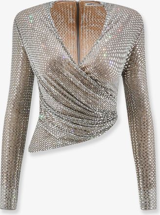 Self Portrait Top in mesh con strass all-over - SELF PORTRAIT - gender_Woman