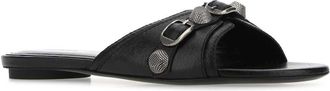 Balenciaga Womens Black Leather Cagole Slippers 1081 Flat Shoes
