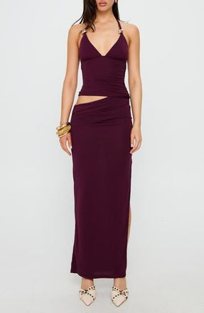 Princess Polly Imeraldia Cutout Halter Maxi Dress in Currant at Nordstrom, Size 12