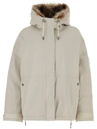 Yves Salomon Parka met afneembare capuchon - Beige