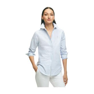 Brooks Brothers Gestreept Classic Fit Oxford Button-Down Overhemd - Dames - Overhemden - Blauw - 3XS - Katoen - Overhemden
