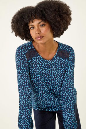 Roman Printed Lace Stretch Top