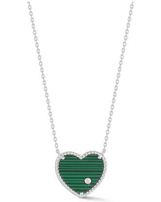 Glaze Jewelry Silver Malachite Cz Necklace