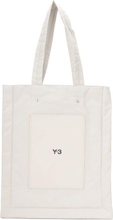 Yohji Yamamoto Tassen, Dames, Wit, ONE Size, Polyester, Gewatteerde Logo Print Schoudertas