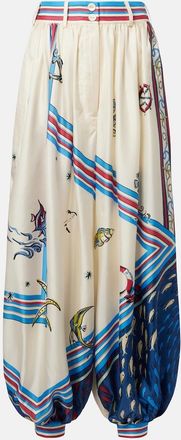 Alemais Al&eacute;mais Apollo printed cropped silk satin balloon pants