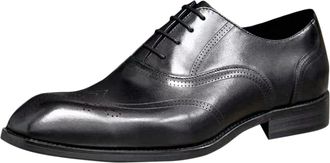 Generic Mens Fashion Imitation Wood Grain Square Toe Lace Up Leather Dress Shoes for Business Casual Style and Formal Occasions (Black, 6.5)