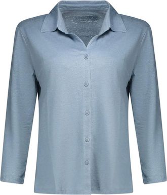 Majestic Filatures buttoned collared top - Blue