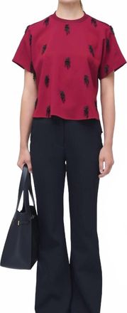 SIMKHAI Abelia Embellished Top In Oxblood