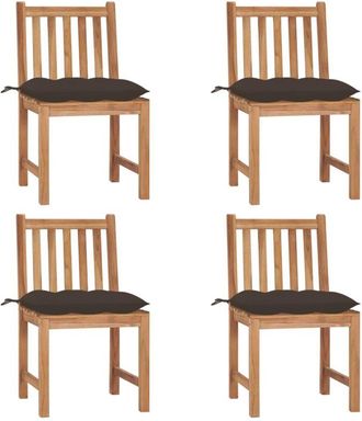 vidaXL Sillas De Jard&iacute;n 4 Unidades Madera Maciza De Teca Con Cojines Vidaxl