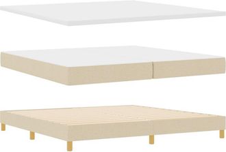 vidaXL Vidaxl - Box Spring Bed with Mattress Cream 90x200 cm Fabric Cream