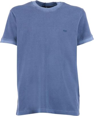 Fay T-Shirts, male, Blue, Size: 2XL T-Shirt Piquet Tinto Frosted