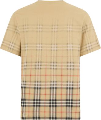 Burberry Mens T-Shirt Checked Beige Cotton T-Shirts And Polos