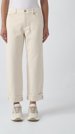 Max Mara S Max Mara Mid-Rise Straight Leg Jeans in Stretch Denim with Cuffs