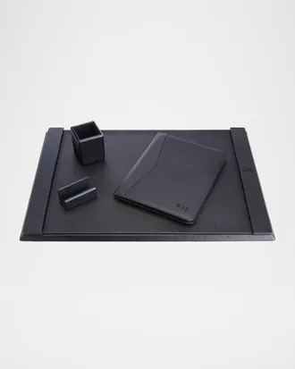 Royce Leather Monogrammed Leather Executive Portfolio & Desk Accesory Set, Personalized