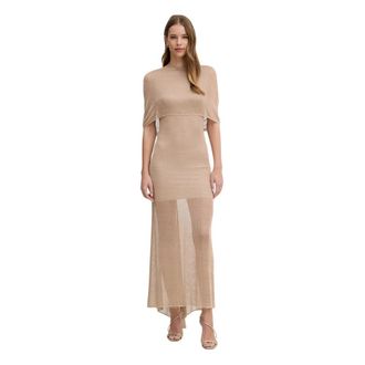 Simona Corsellini Avondjurken - Dames - Avondkleed - Beige - M - Leer - Kleedjes