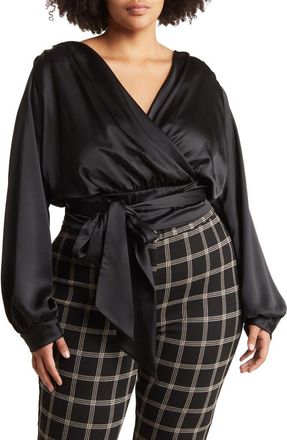 Renee C Solid V-Neck Open Back Blouse in Black at Nordstrom Rack, Size 1X
