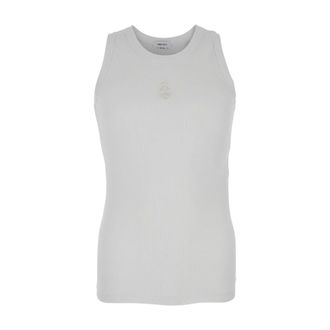 Alexander McQueen Tops, Heren, Wit, XL, Katoen, Top met Omgekeerde Schedelborduring