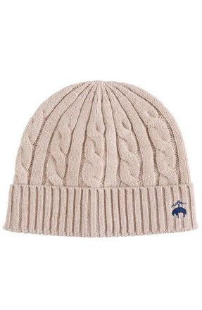 Brooks Brothers Cashmere Blend Classic Cable Hat in Camel Heather at Nordstrom