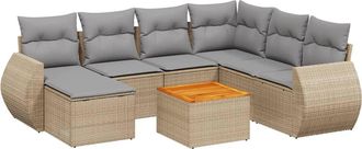 vidaXL Vidaxl - Juego De Sof&aacute;s De Jard&iacute;n Con Cojines Beige 8 Pzas Rat&aacute;n Pe