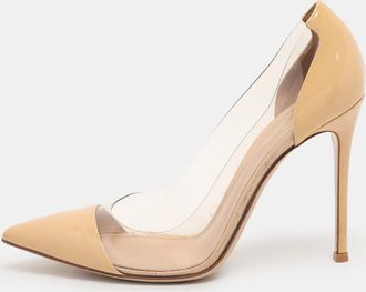 Gianvito Rossi Beige Patent Leather And Pvc Plexi Pumps