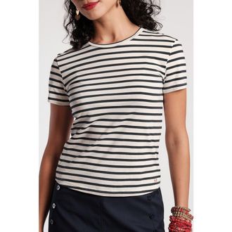 Frances Valentine Super Crewneck T Stripe in Oyster/black at Nordstrom, Size X-Small