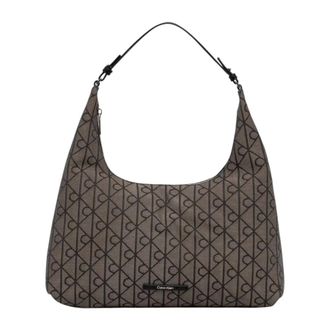 Calvin Klein Shoulder Bags, female, Brown, Size: ONE SIZE Emblem Jacquard Shoulder Bag