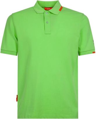 Suns Klassiek Groen Poloshirt met Fluorescerend Tag Detail - Heren - Polos - Groen - M - Katoen - Tops