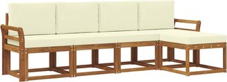 vidaXL Conjunto De Sof&aacute;s De Exterior 5 Uds. Natural Y Crema Vidaxl