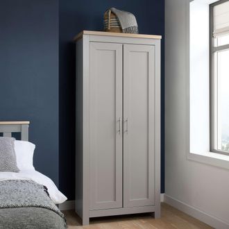 Birlea Highgate 2 Door Wardrobe Navy Blue & Oak in Grey