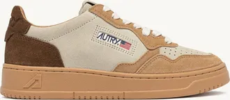 Autry MEDALIST LOW TRICOLOR SNEAKERS IN SUEDE COLOR TUNDRA EGG AND PEANUT