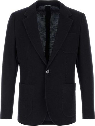 Dolce & Gabbana Dark Blue Wool Blend Blazer