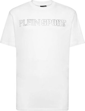 Plein Sport Tops, Heren, Wit, L, Katoen, T-Shirt Ronde Hals Tiger