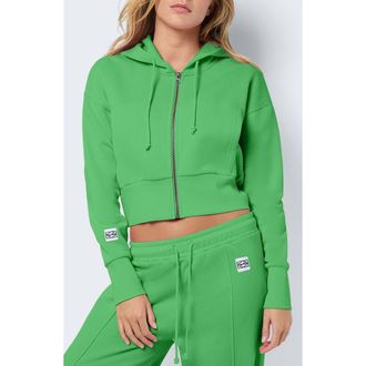 Noisy May Front Zip Crop Hoodie in Irish Green at Nordstrom Rack, Size Small