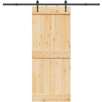 vidaXL Vidaxl - Puerta Corredera Con Herrajes Madera Maciza De Pino 85x210 Cm